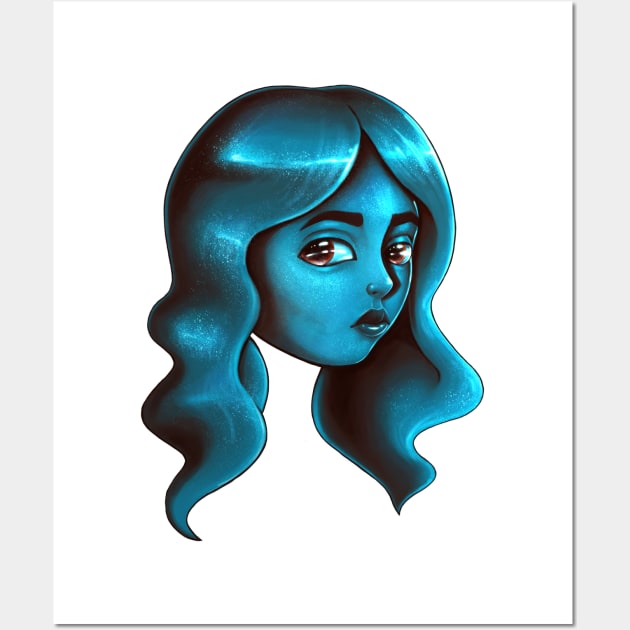 Turquoise Girl Wall Art by Yadoking